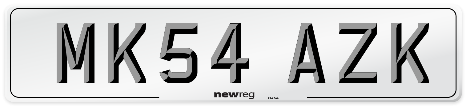 MK54 AZK Number Plate from New Reg